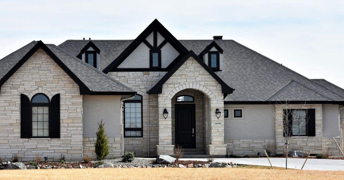 Home with natural stone veneer exterior