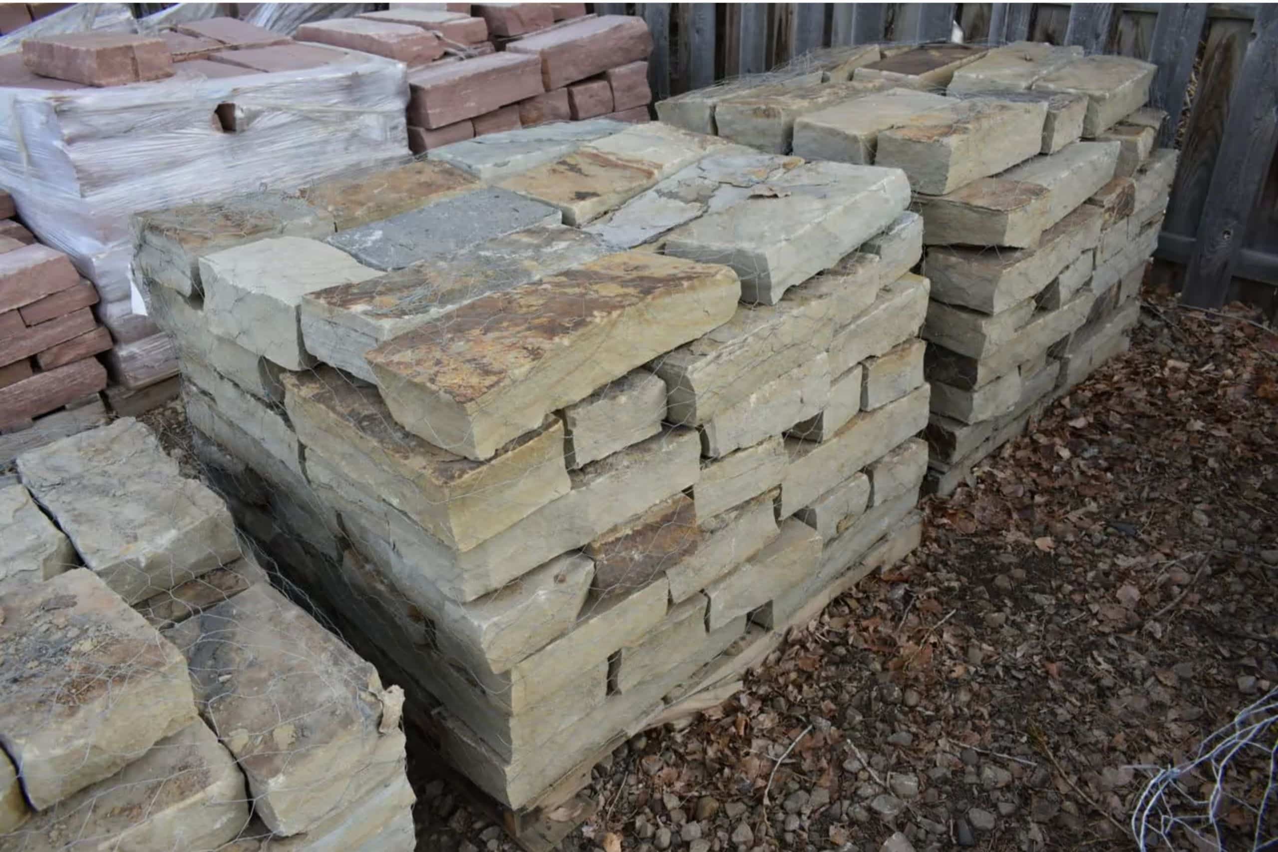 retaining wall rocks organized into a stack